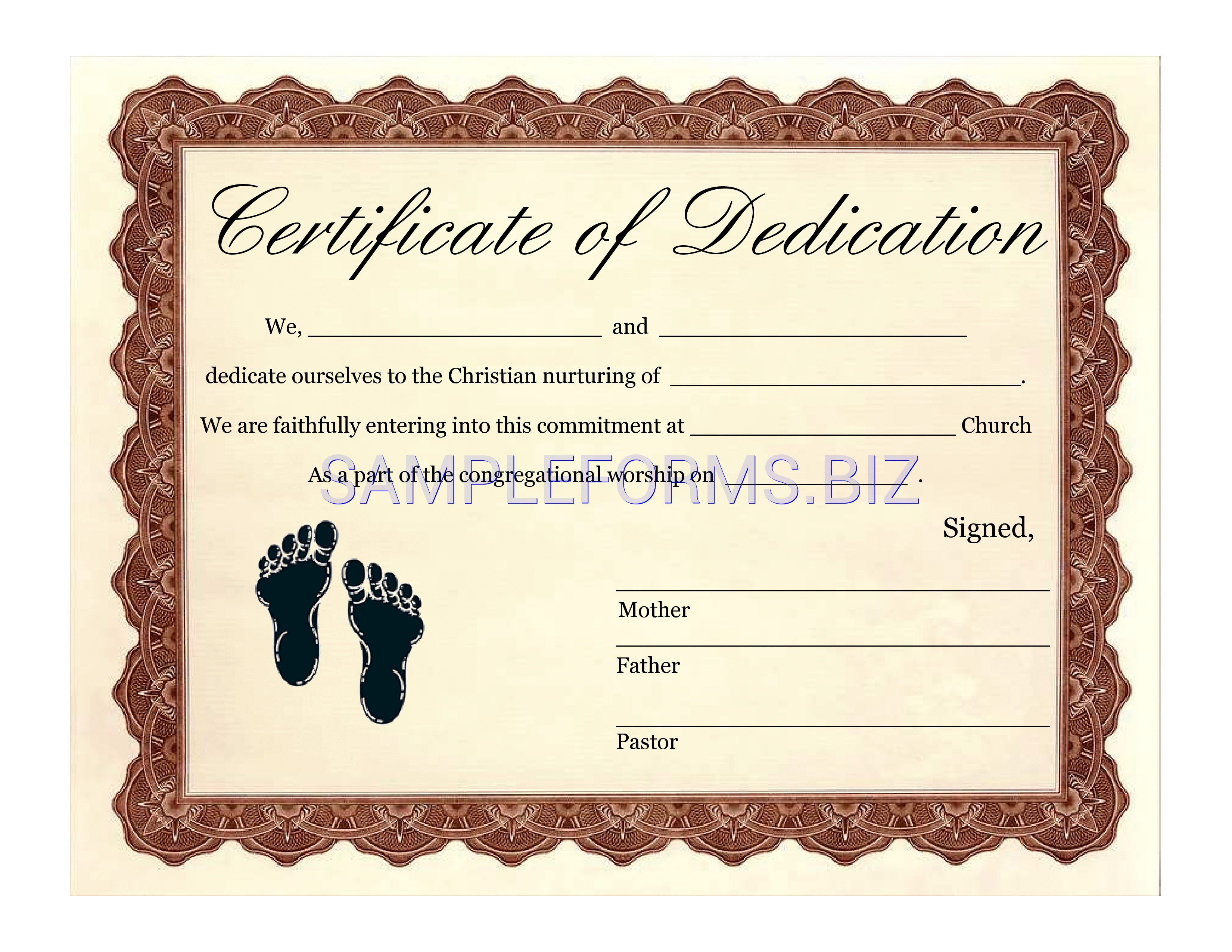 Preview free downloadable Baby Dedication Certificate 3 in PDF (page 1)